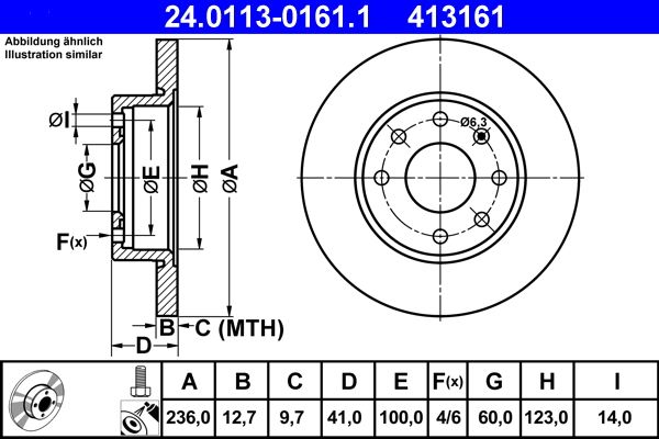 Brake Disc ATE 24.0113-0161.1