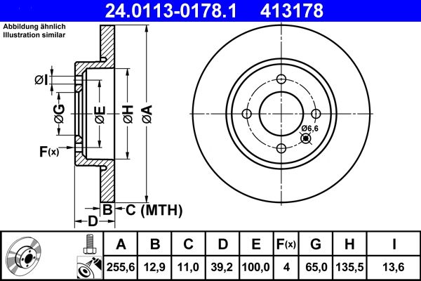 Brake Disc ATE 24.0113-0178.1