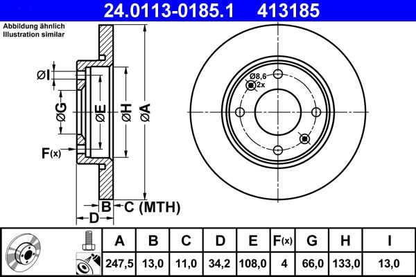 Гальмівний диск ATE 24.0113-0185.1