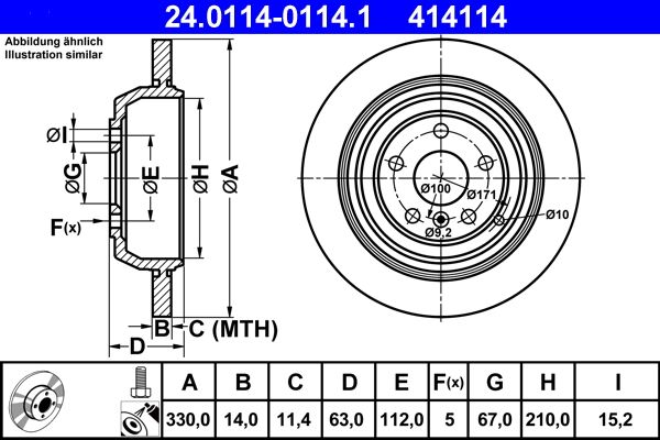 Brake Disc ATE 24.0114-0114.1