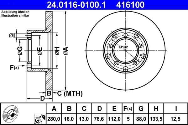 Brake Disc ATE 24.0116-0100.1