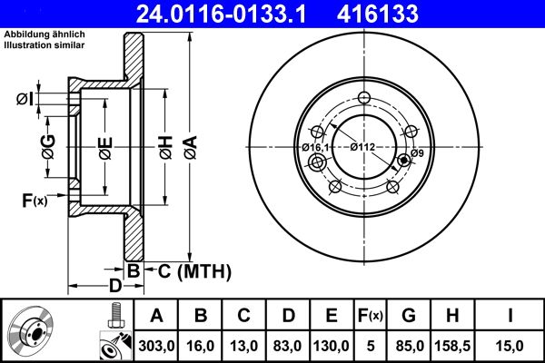 Brake Disc ATE 24.0116-0133.1