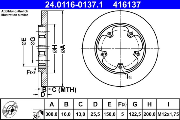 Brake Disc ATE 24.0116-0137.1