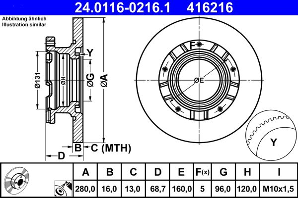 Brake Disc ATE 24.0116-0216.1