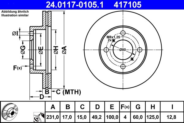 Brake Disc ATE 24.0117-0105.1