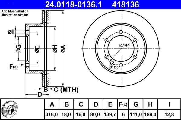 Гальмівний диск ATE 24.0118-0136.1