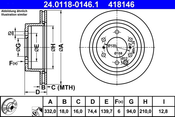 Brake Disc ATE 24.0118-0146.1