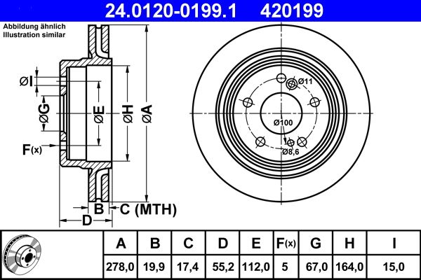 Brake Disc ATE 24.0120-0199.1