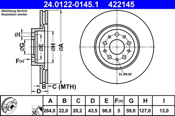 Гальмівний диск ATE 24.0122-0145.1