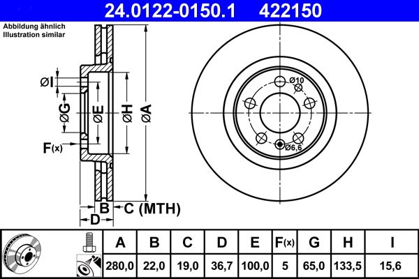 Brake Disc ATE 24.0122-0150.1