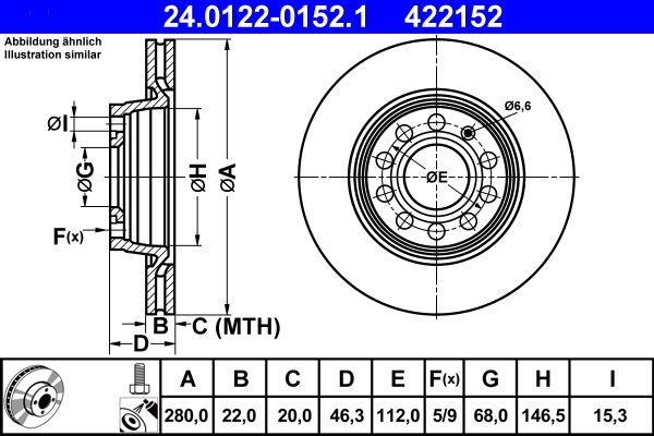 Brake Disc ATE 24.0122-0152.1