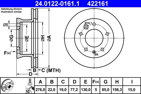 Brake Disc ATE 24.0122-0161.1