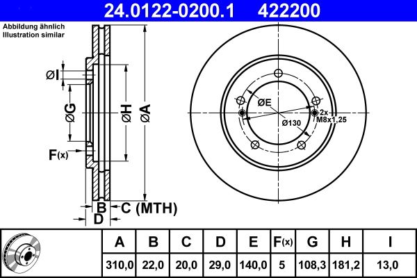 Brake Disc ATE 24.0122-0200.1