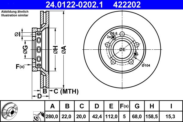 Brake Disc ATE 24.0122-0202.1