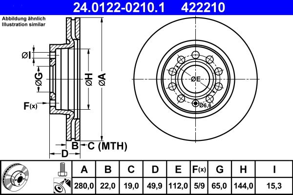 Brake Disc ATE 24.0122-0210.1