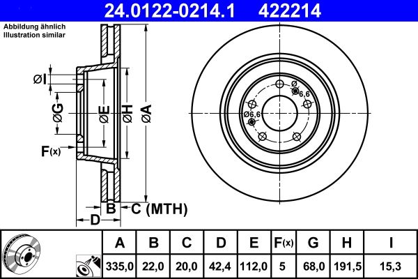 Brake Disc ATE 24.0122-0214.1