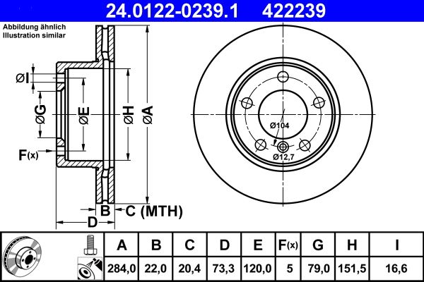 Brake Disc ATE 24.0122-0239.1