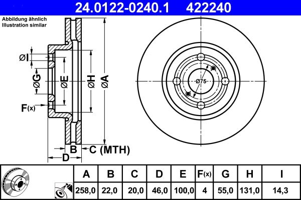 Brake Disc ATE 24.0122-0240.1