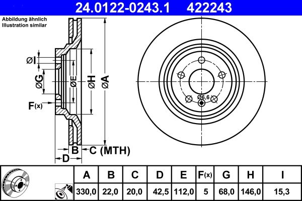 Brake Disc ATE 24.0122-0243.1