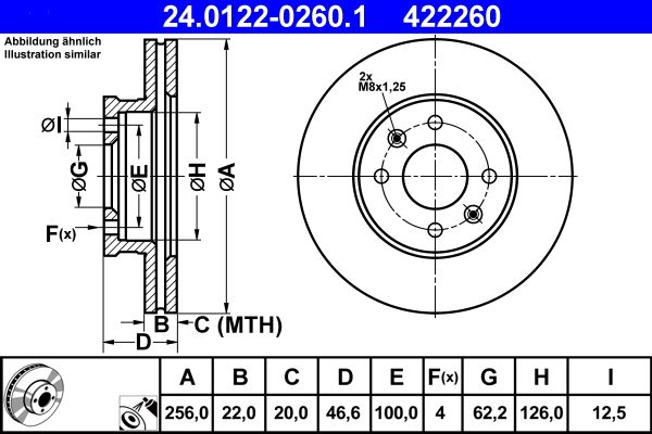 Brake Disc ATE 24.0122-0260.1