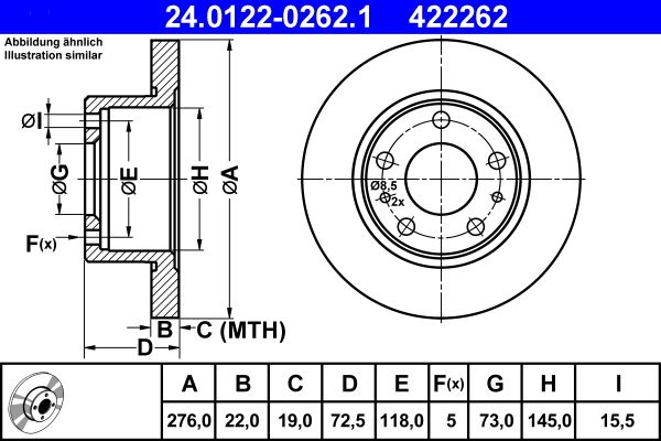 Гальмівний диск ATE 24.0122-0262.1