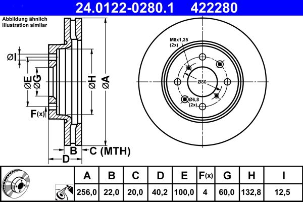 Brake Disc ATE 24.0122-0280.1