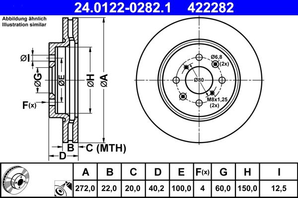 Brake Disc ATE 24.0122-0282.1