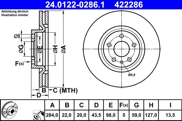 Гальмівний диск ATE 24.0122-0286.1