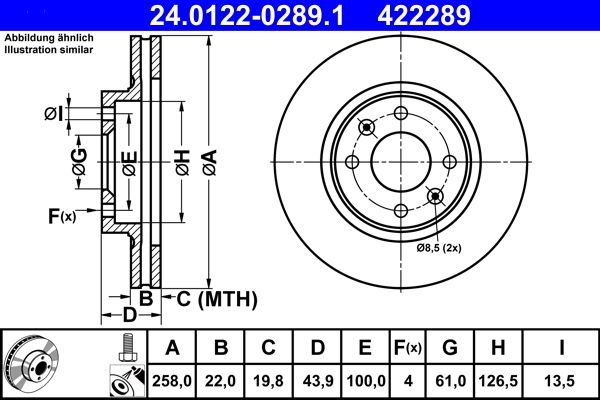 Brake Disc ATE 24.0122-0289.1