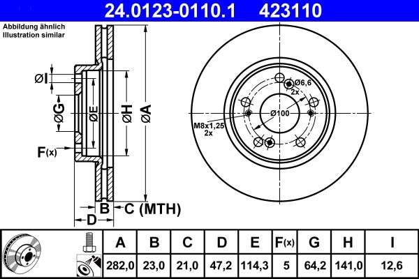 Brake Disc ATE 24.0123-0110.1