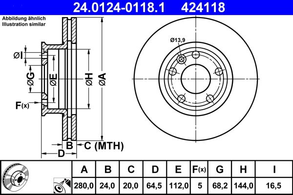 Гальмівний диск ATE 24.0124-0118.1