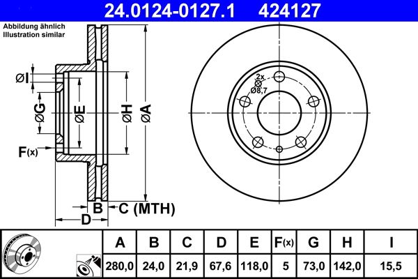 Brake Disc ATE 24.0124-0127.1