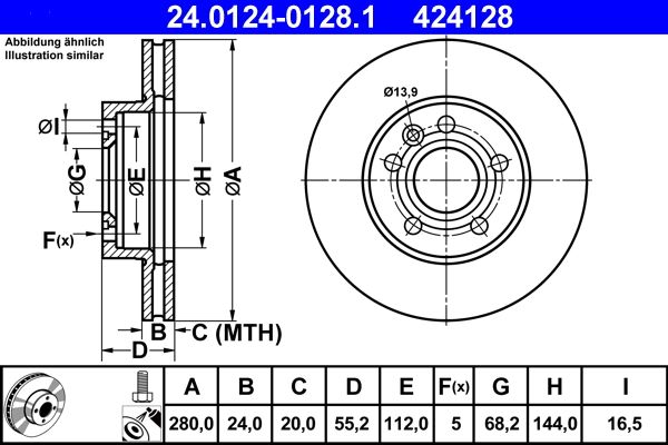 Brake Disc ATE 24.0124-0128.1