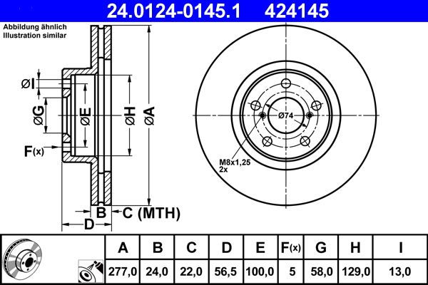Brake Disc ATE 24.0124-0145.1