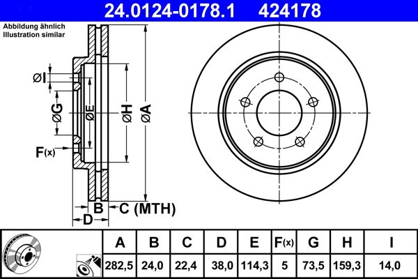 Stabdžių diskas ATE 24.0124-0178.1
