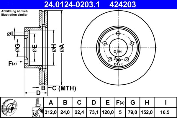 Brake Disc ATE 24.0124-0203.1