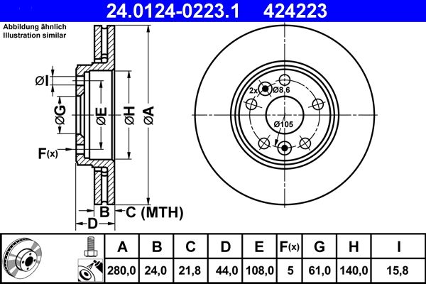 Гальмівний диск ATE 24.0124-0223.1