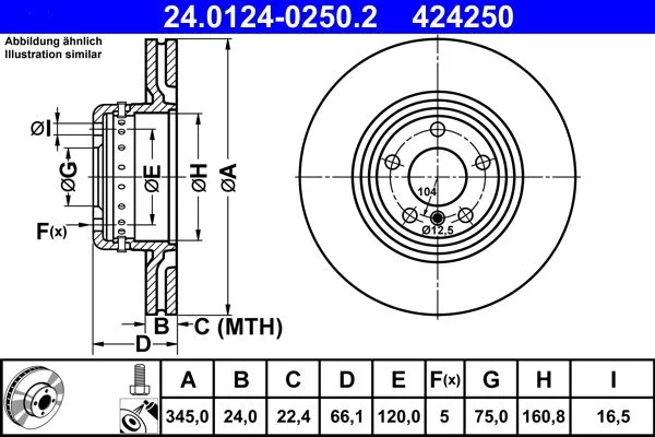 Brake Disc ATE 24.0124-0250.2