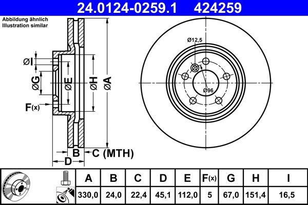 Stabdžių diskas ATE 24.0124-0259.1