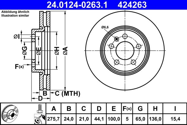 Brake Disc ATE 24.0124-0263.1