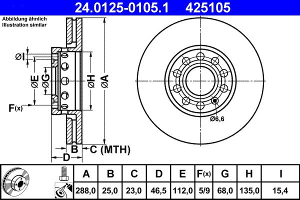 Brake Disc ATE 24.0125-0105.1