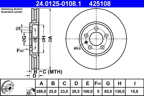 Гальмівний диск ATE 24.0125-0108.1