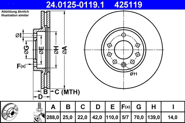 Brake Disc ATE 24.0125-0119.1