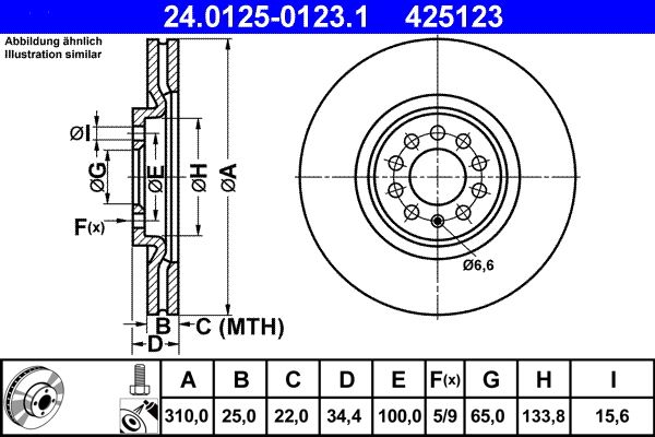 Brake Disc ATE 24.0125-0123.1