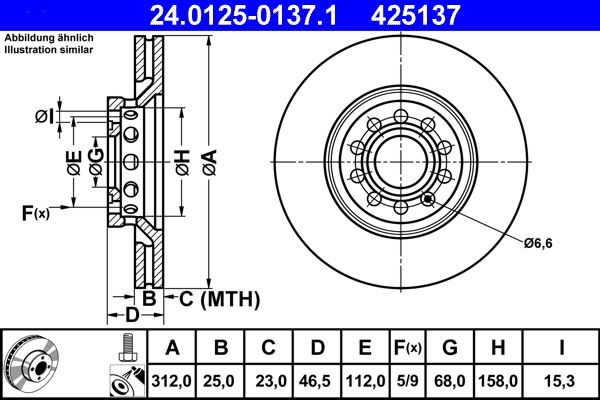 Brake Disc ATE 24.0125-0137.1