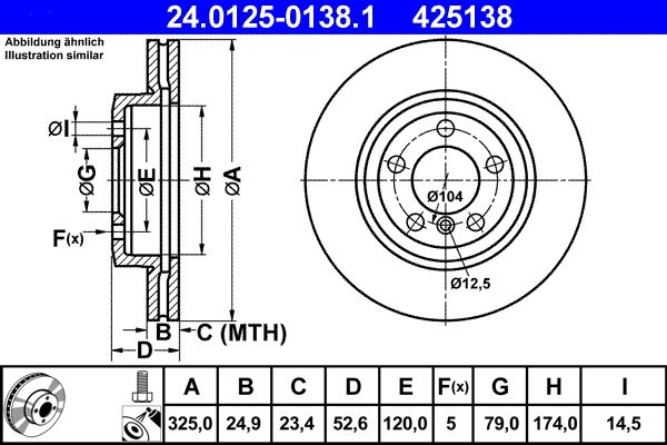 Гальмівний диск ATE 24.0125-0138.1