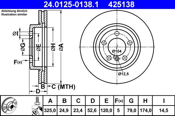 Brake Disc ATE 24.0125-0138.1