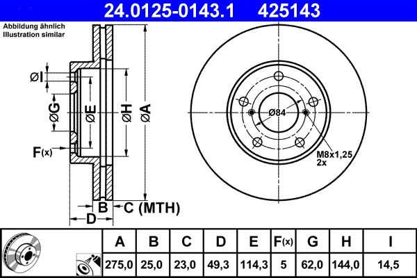 Brake Disc ATE 24.0125-0143.1