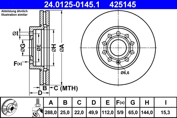 Brake Disc ATE 24.0125-0145.1