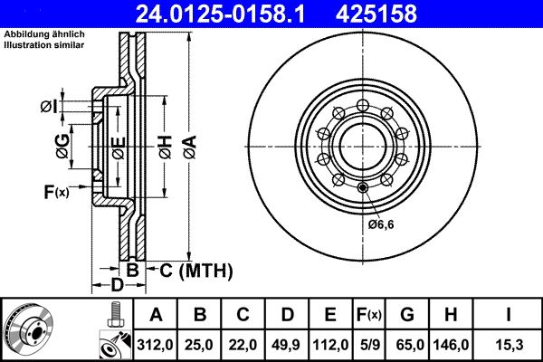 Brake Disc ATE 24.0125-0158.1